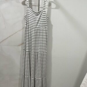 Striped Gray and White Maxi Dress